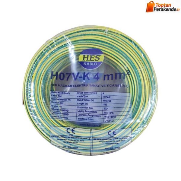 Hes Nyaf Kablo 4 mm² Sarıyeşil ( H07v-K )